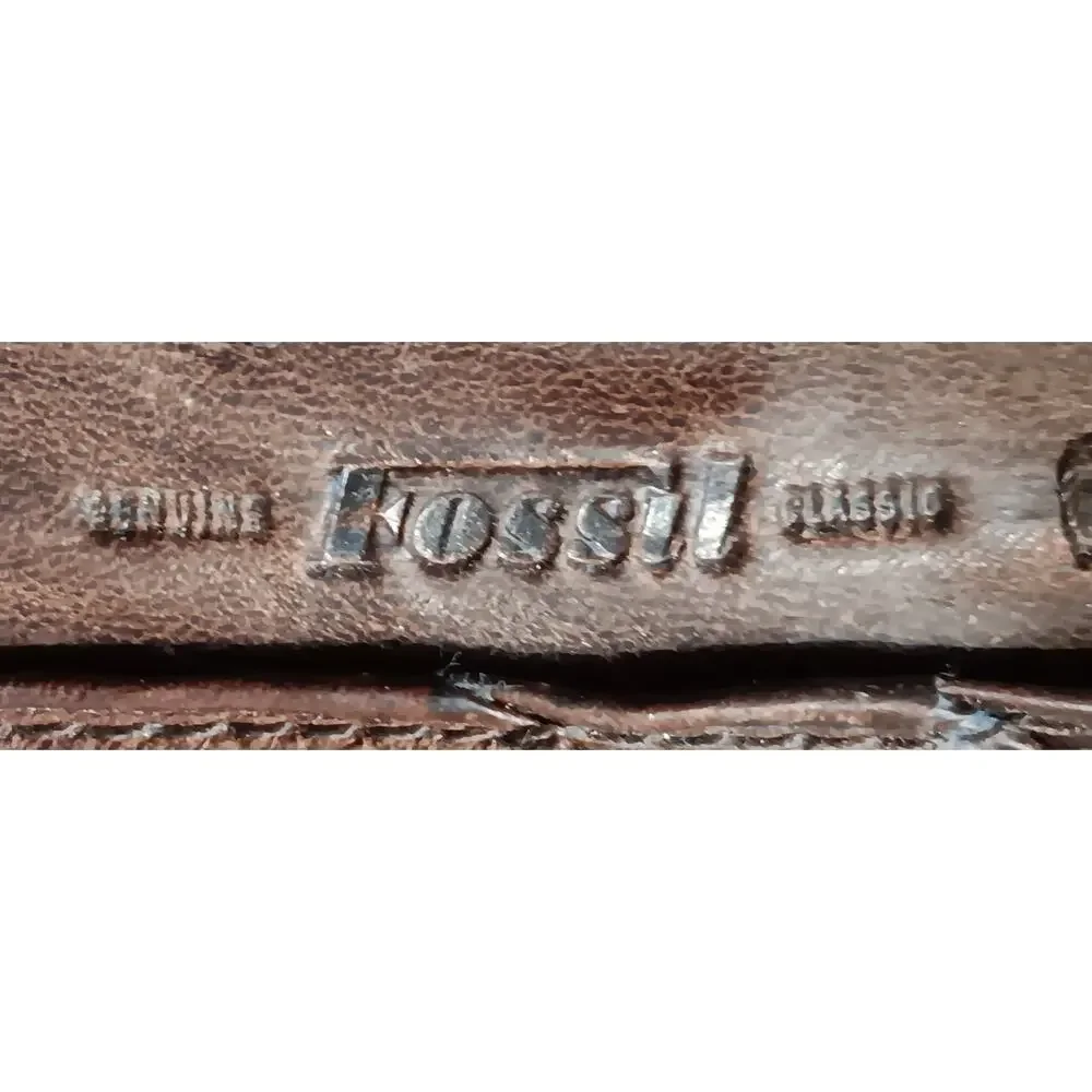 Vintage Fossil Brown Leather Money Clip Wallet Please Note Wear